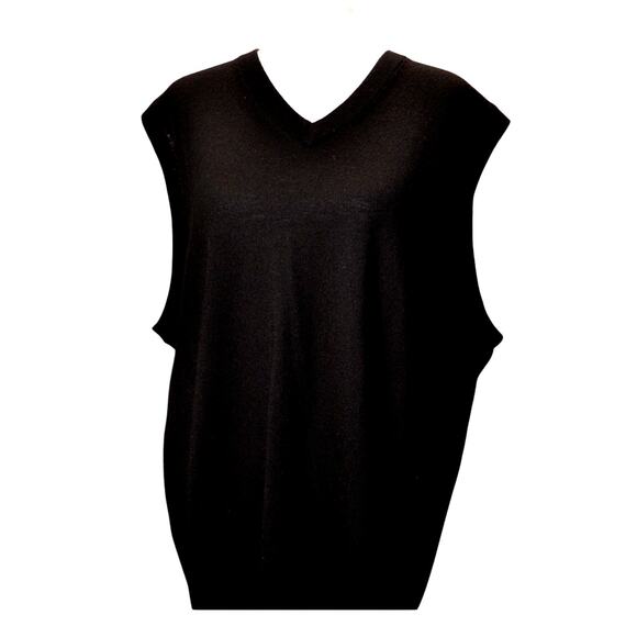 Turnbury Men's Extra Fine Merino Wool Sweater Vest V-Neck Black 2XL Tall Classic - Picture 1 of 6